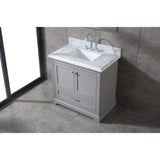 Mareo 36" Solid Wood Bathroom Vanity Set | Marble Top | Soft Close | Cabinet&Sink | Nickel Handles | Mirror Included | Assembled