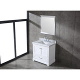 Mareo 36" Solid Wood Bathroom Vanity Set | Marble Top | Soft Close | Cabinet&Sink | Nickel Handles | Mirror Included | Assembled