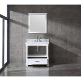 Mareo 36" Solid Wood Bathroom Vanity Set | Marble Top | Soft Close | Cabinet&Sink | Nickel Handles | Mirror Included | Assembled