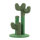 Marfa 21.5" Modern Jute Triple-Cactus Cat Scratching Post with Fuzzy Toy, Green