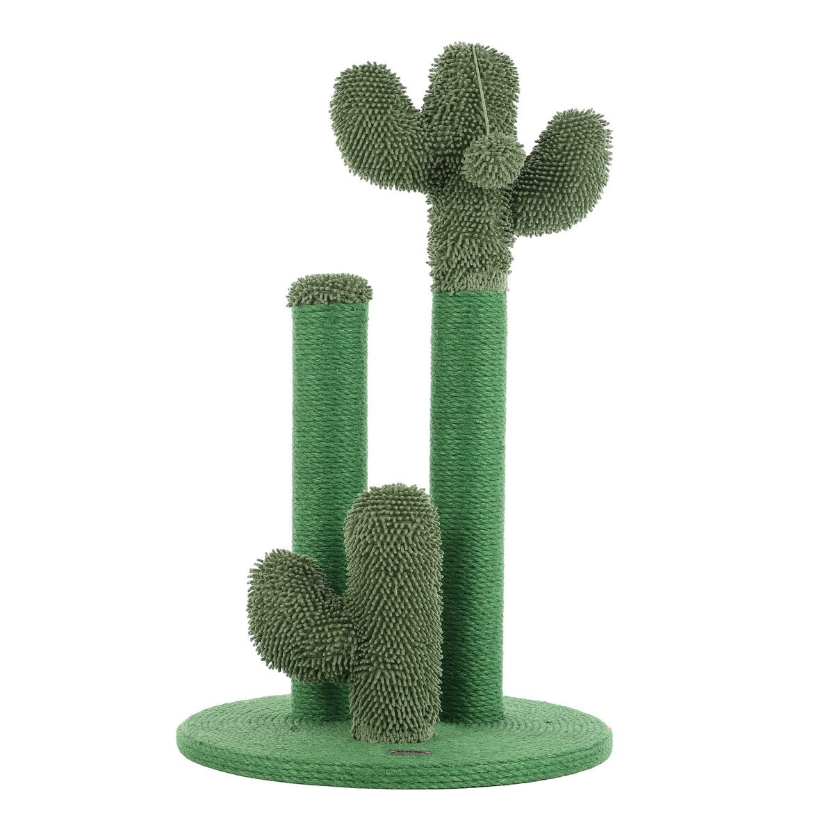 Marfa 25.25" Modern Jute Triple-Cactus Cat Scratching Post with Fuzzy Toy, Green