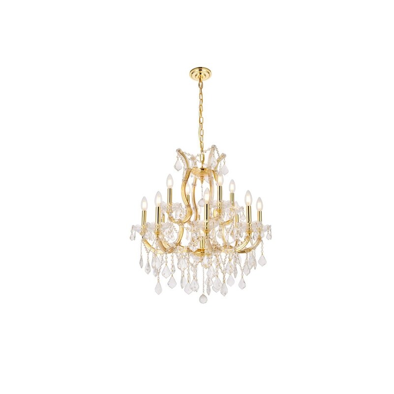 Maria Theresa 13 light Gold Chandelier Clear Royal Cut Crystal - Exact Size