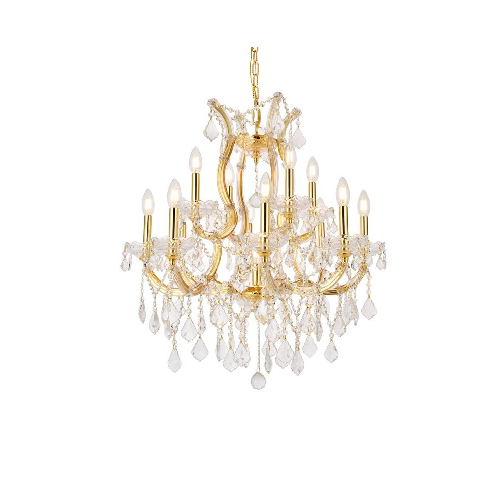 Maria Theresa 13 light Gold Chandelier Clear Royal Cut Crystal - Exact Size