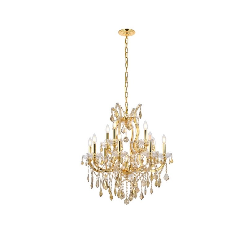 Maria Theresa 13 light Gold Chandelier Golden Teak (Smoky) Royal Cut C - Exact Size