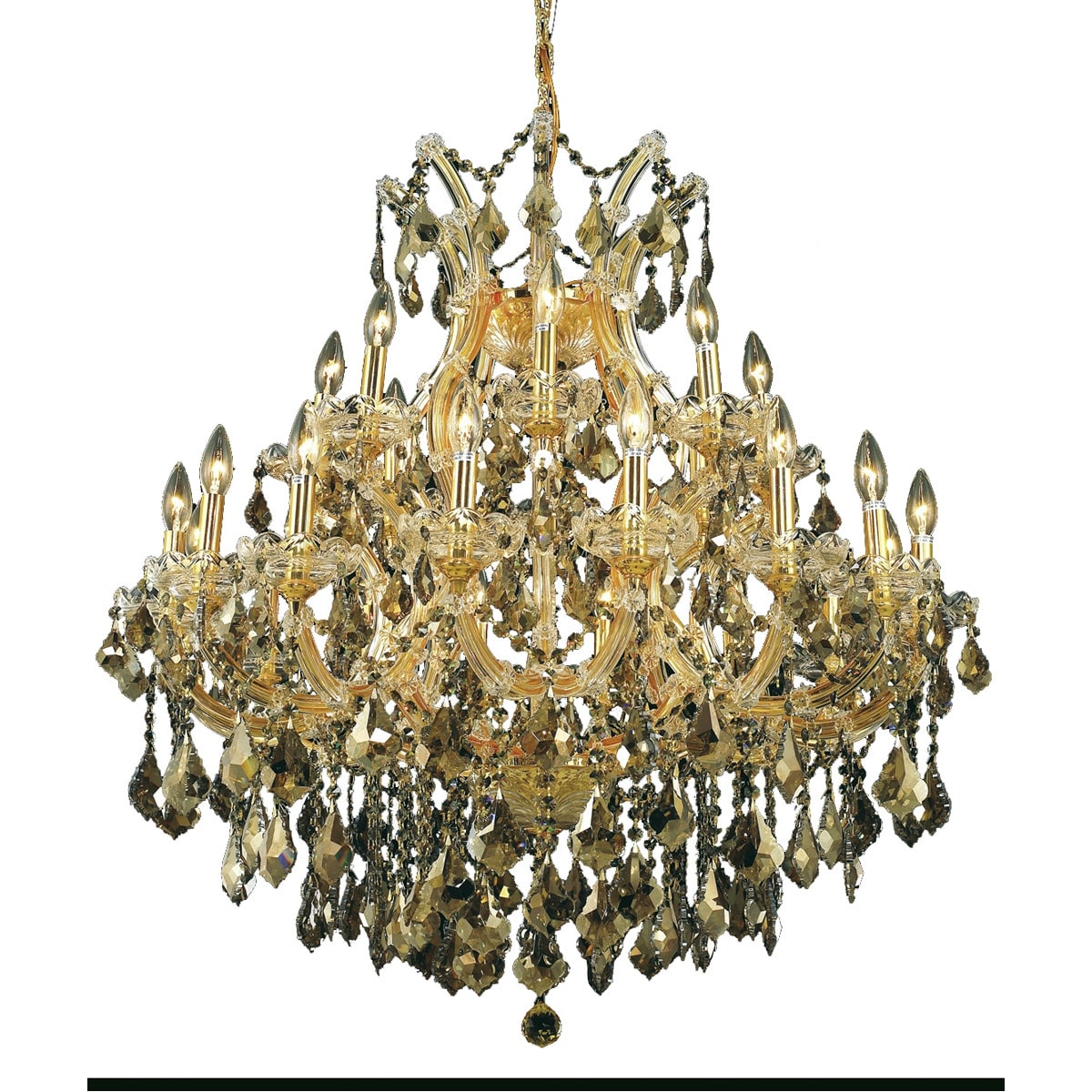Maria Theresa 24 light Gold Chandelier Golden Teak (Smoky) Royal Cut - One Size