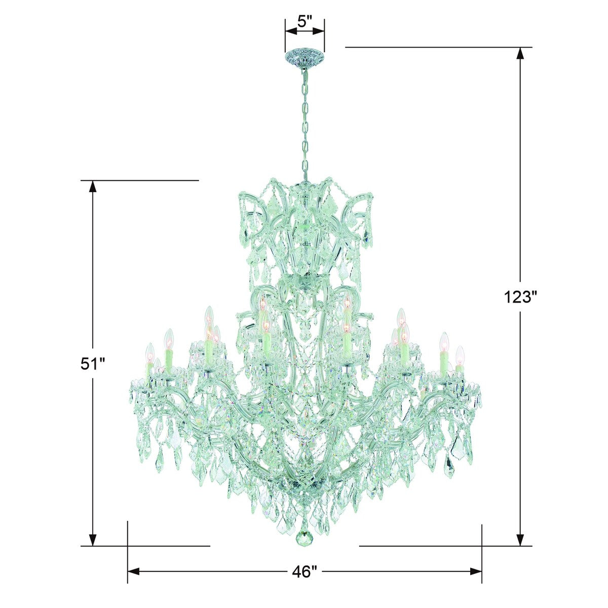Maria Theresa 25 Light Spectra Crystal Chrome Chandelier - 46'' W x 48'' H