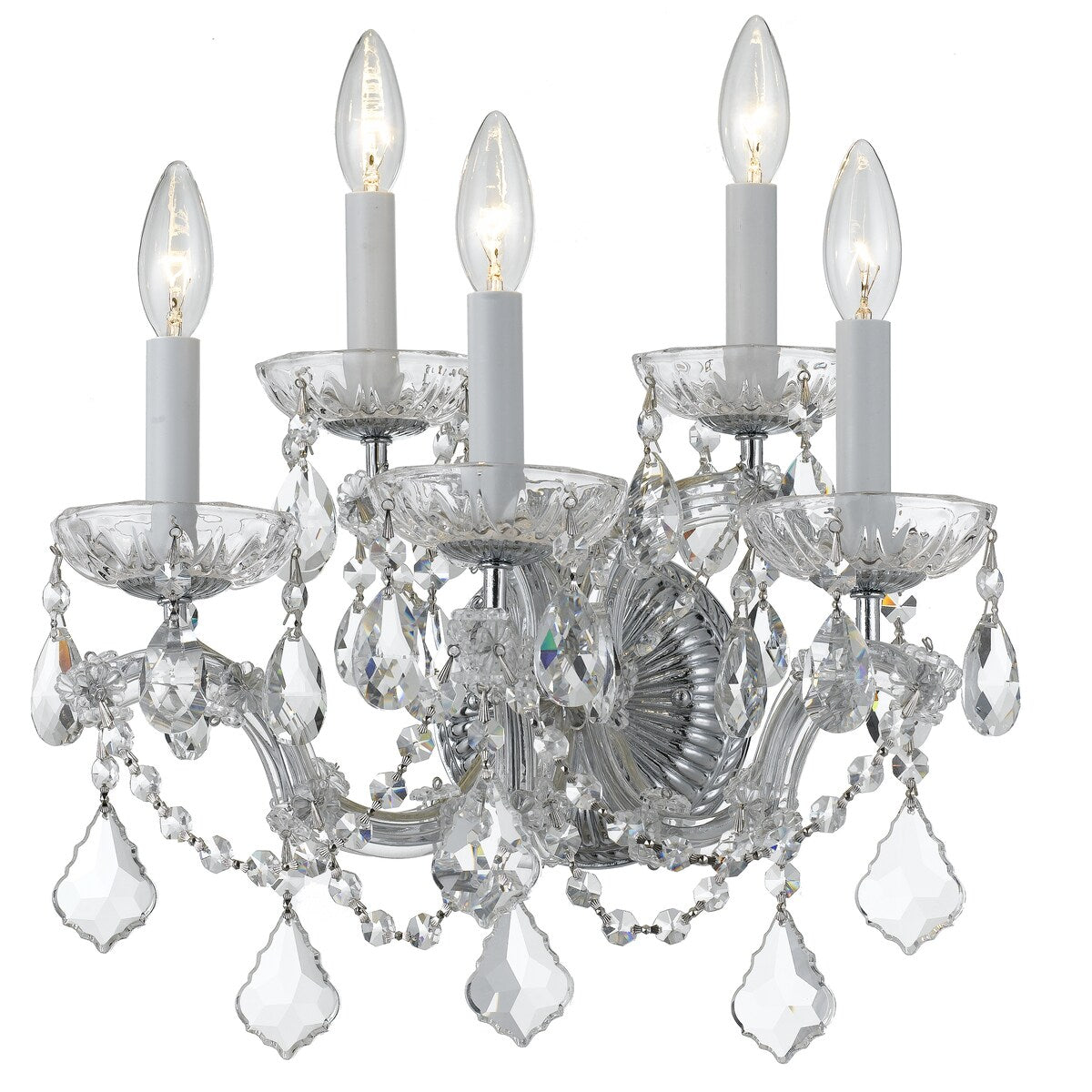 Maria Theresa 5 Light Swarovski Strass Crystal Chrome Sconce - 13.5'' W x 16'' H x 9'' D