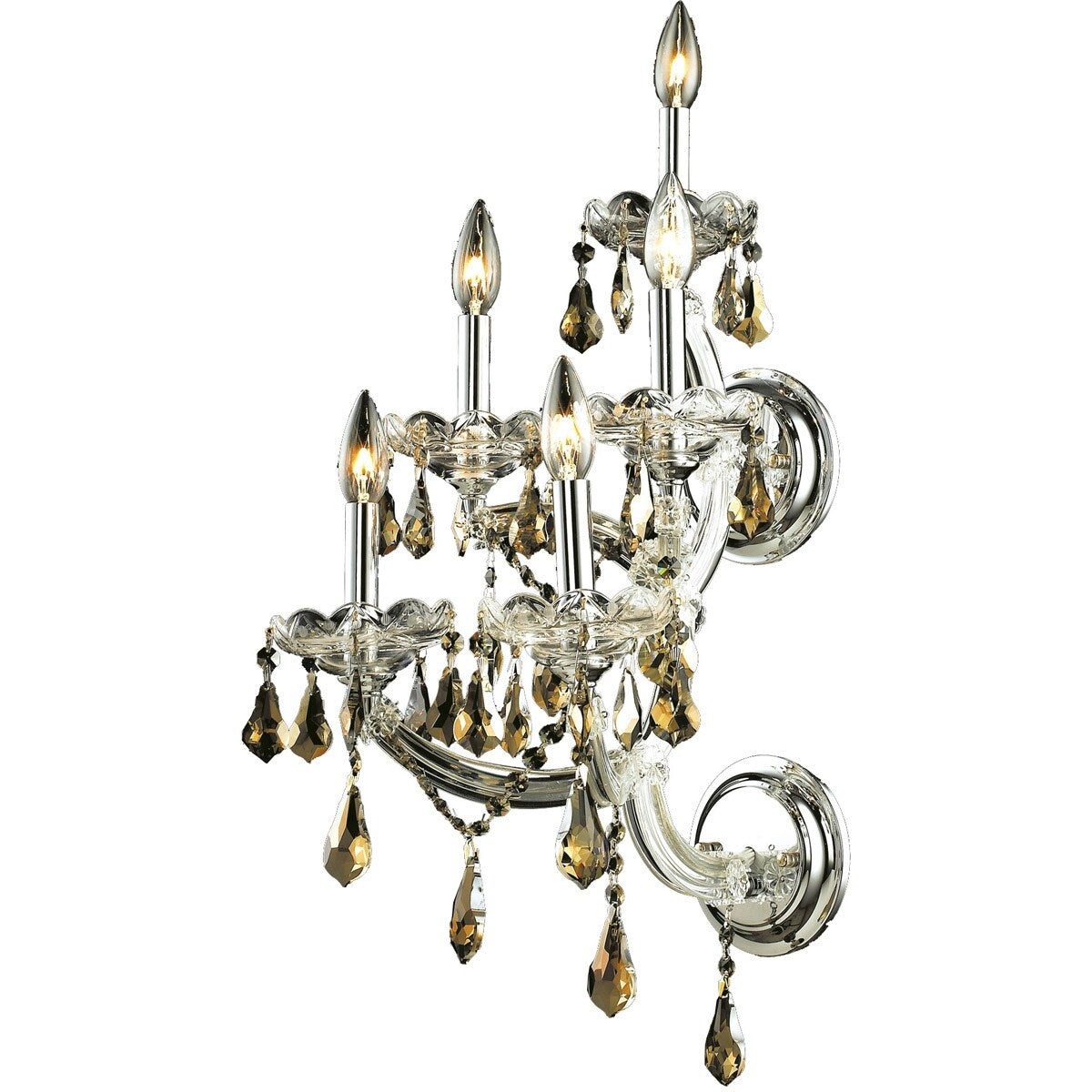 Maria Theresa 5 light Chrome Wall Sconce Golden Teak (Smoky) Royal Cu - One Size