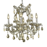 Maria Theresa 6 Light 20" Golden Teak Chandelier With European Crystals - 25.00