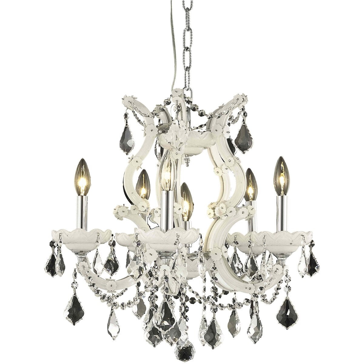 Maria Theresa 6 light white Pendant Clear Royal Cut Crystal - One Size