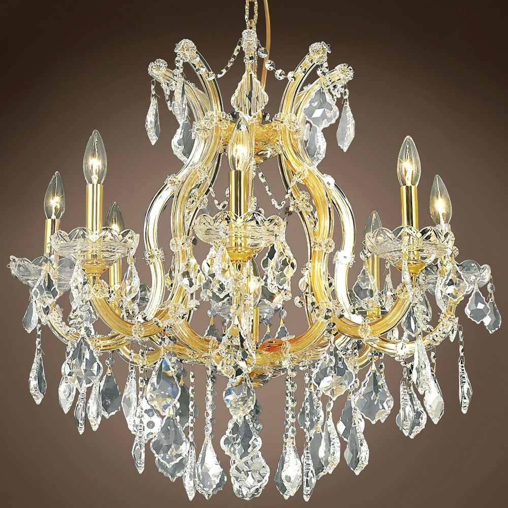 Maria Theresa 9 Light 26" Gold Chandelier With European Crystals - 26.00