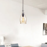 Mariana Antique Black Mini Pendant with Cognac Long Oval Skinny Glass