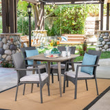 Marias Outdoor 5 Piece Wood and Wicker Dining Set by Christopher Knight Home