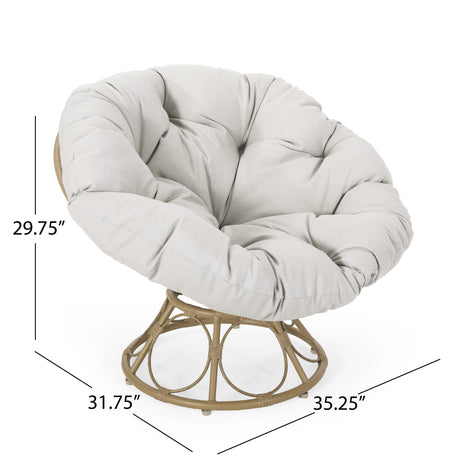 Maries Outdoor Papasan Swivel Chair with Cushion by Christopher Knight Home