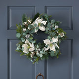 Mariette 21.75" Eucalyptus and Pine Artificial Wreath with Magnolias by Christopher Knight Home - Green + White