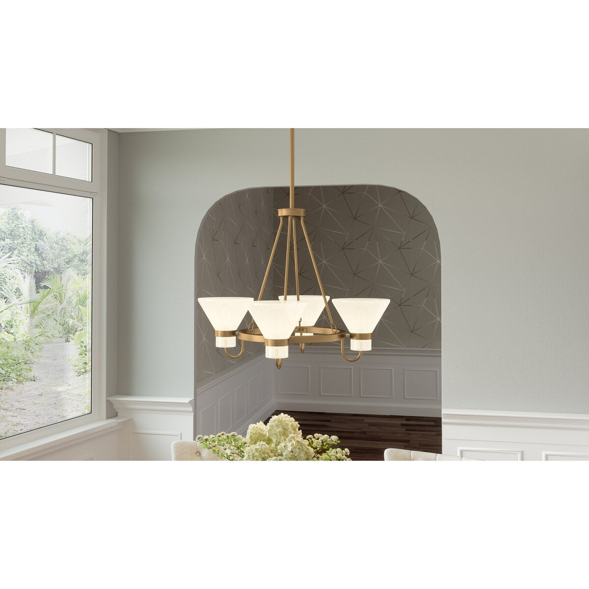 Marigold 4-Light Nouveau Painted Weathered Brass Chandelier - Nouveau Painted Weathered Brass