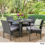 Marin Outdoor 5-piece Round Dining Set with Cushions by Christopher Knight Home