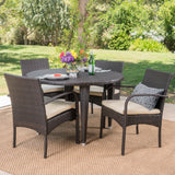 Marin Outdoor 5-piece Round Dining Set with Cushions by Christopher Knight Home