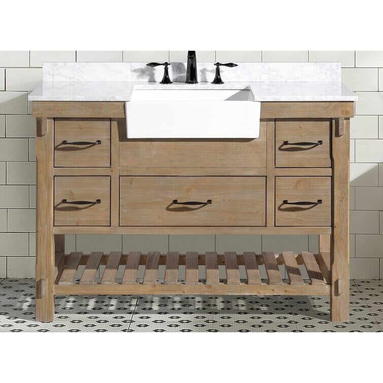 Ari Bath, Marina 48" Bathroom Vanity, Weathered Fir Finish, Farmhouse