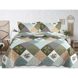 Marina Decoration Rich Printed Embossed Pinsonic Coverlet Bedspread Ultra Soft Summer Quilt Set, Modern Diagonal Floral Plaid