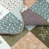 Marina Decoration Rich Printed Embossed Pinsonic Coverlet Bedspread Ultra Soft Summer Quilt Set, Modern Diagonal Floral Plaid
