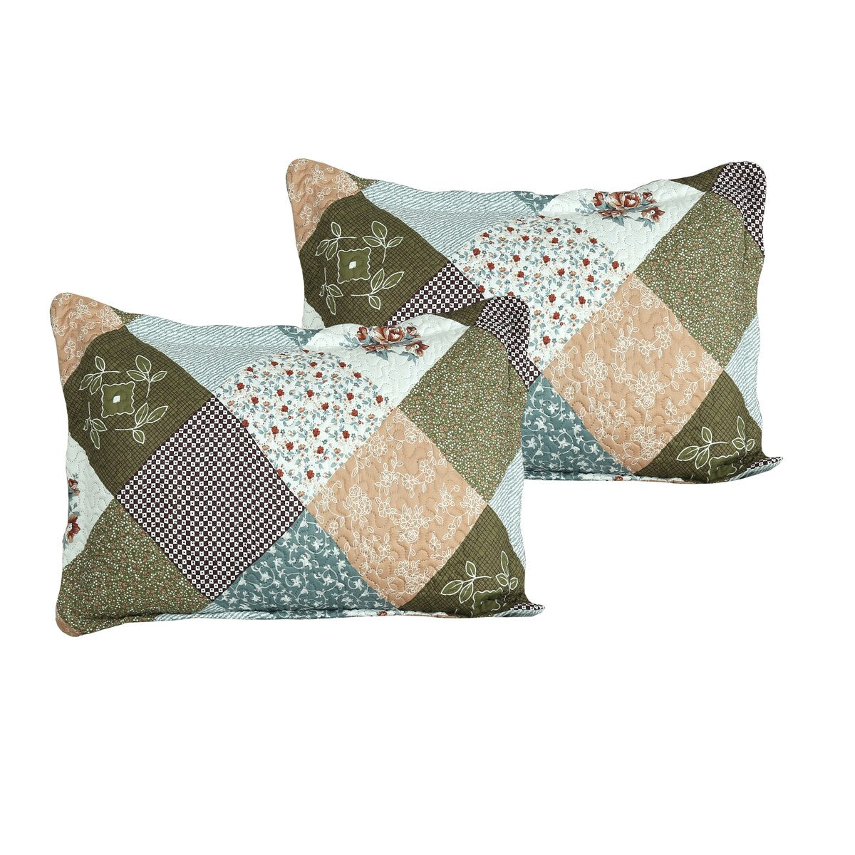 Marina Decoration Rich Printed Embossed Pinsonic Coverlet Bedspread Ultra Soft Summer Quilt Set, Modern Diagonal Floral Plaid