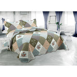 Marina Decoration Rich Printed Embossed Pinsonic Coverlet Bedspread Ultra Soft Summer Quilt Set, Modern Diagonal Floral Plaid