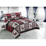 Marina Decoration Rich Printed Stitching Coverlet Bedspread Ultra Soft Summer Bedding Quilt Set, Cottage Bear Reindeer Plaid