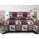 Marina Decoration Rich Printed Stitching Coverlet Bedspread Ultra Soft Summer Bedding Quilt Set, Cottage Bear Reindeer Plaid