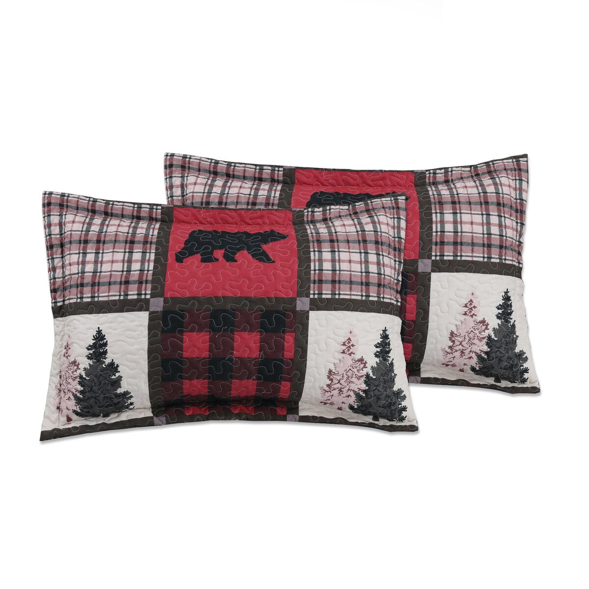 Marina Decoration Rich Printed Stitching Coverlet Bedspread Ultra Soft Summer Bedding Quilt Set, Cottage Bear Reindeer Plaid