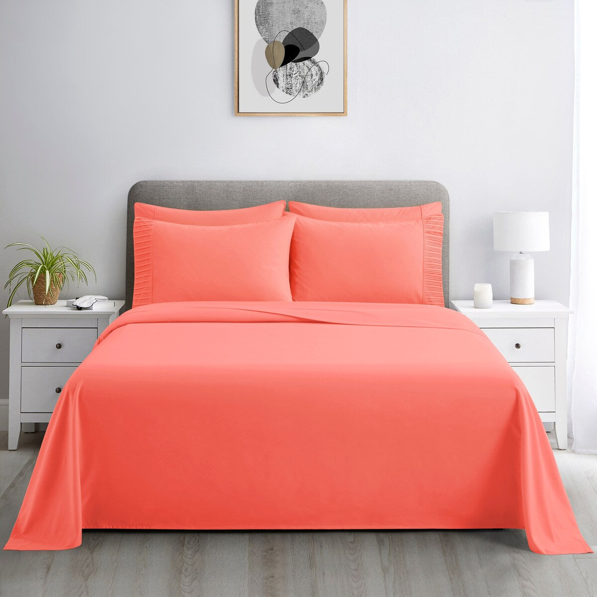Marina Decoration Ultra Soft Silky Deep Pocket Solid Rayon from Bamboo All Season Bedding Pleated Sheet Set