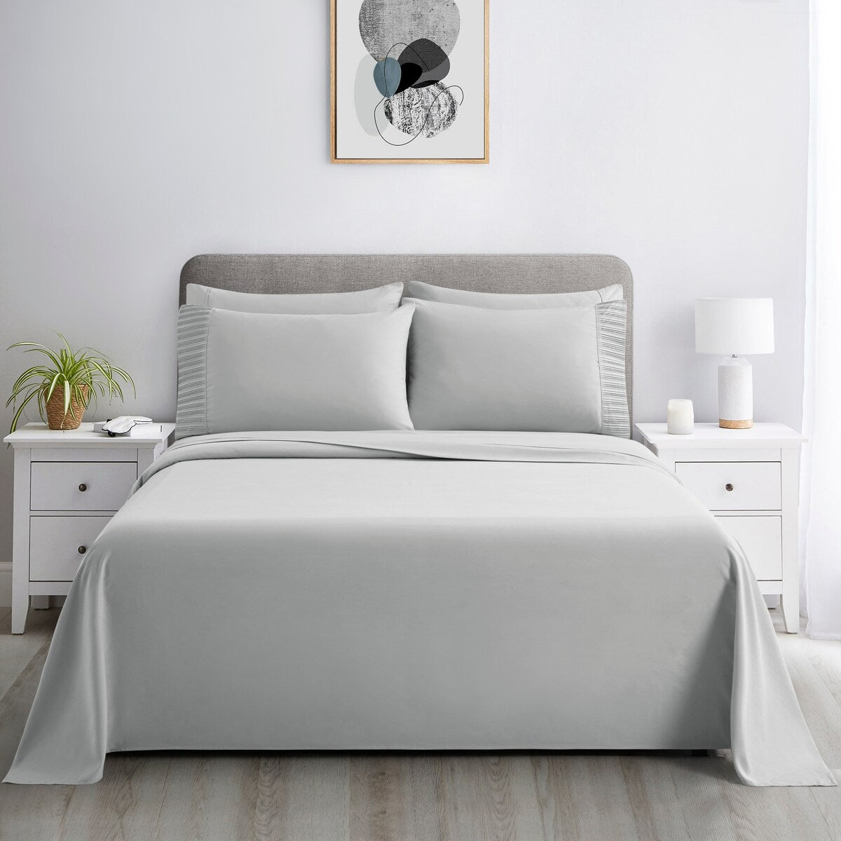 Marina Decoration Ultra Soft Silky Deep Pocket Solid Rayon from Bamboo All Season Bedding Pleated Sheet Set