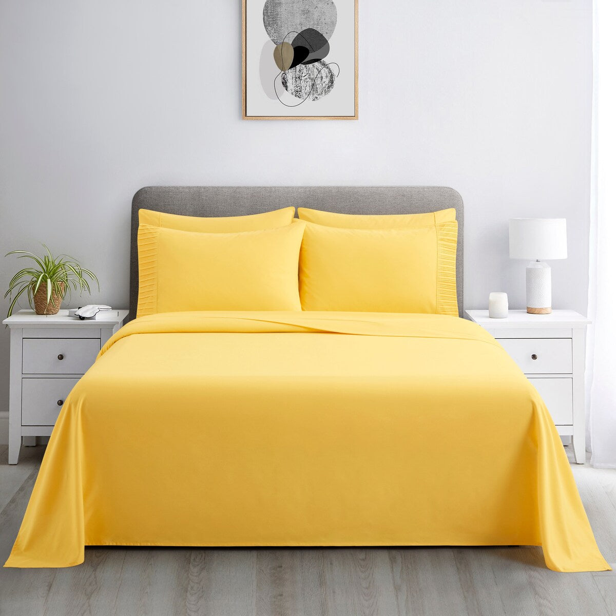Marina Decoration Ultra Soft Silky Deep Pocket Solid Rayon from Bamboo All Season Bedding Pleated Sheet Set
