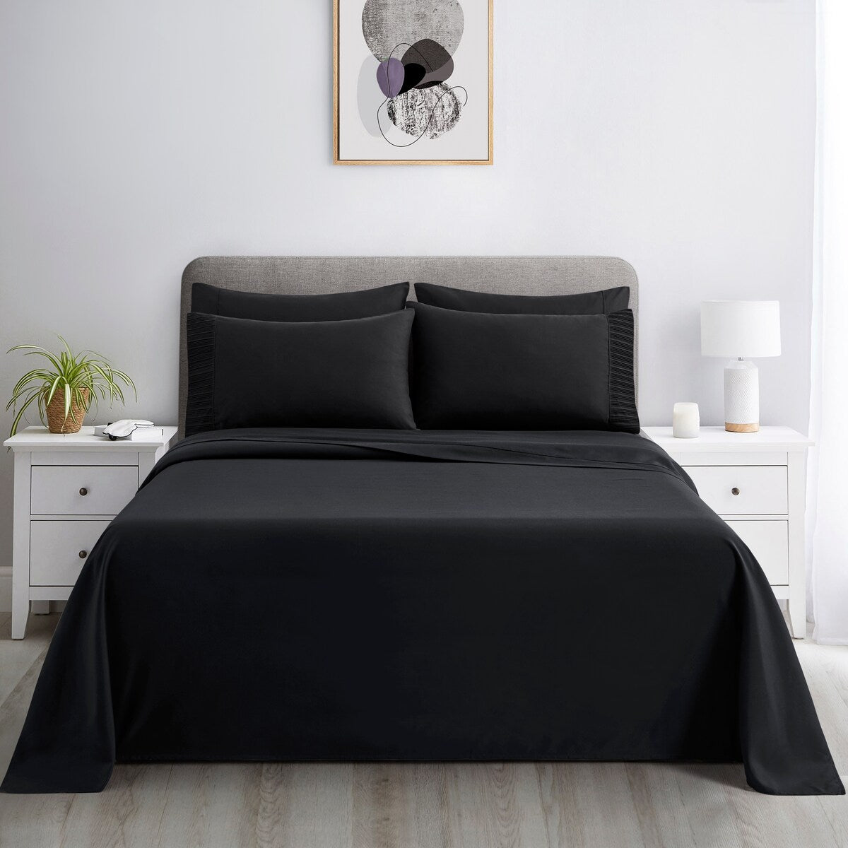 Marina Decoration Ultra Soft Silky Deep Pocket Solid Rayon from Bamboo All Season Bedding Pleated Sheet Set