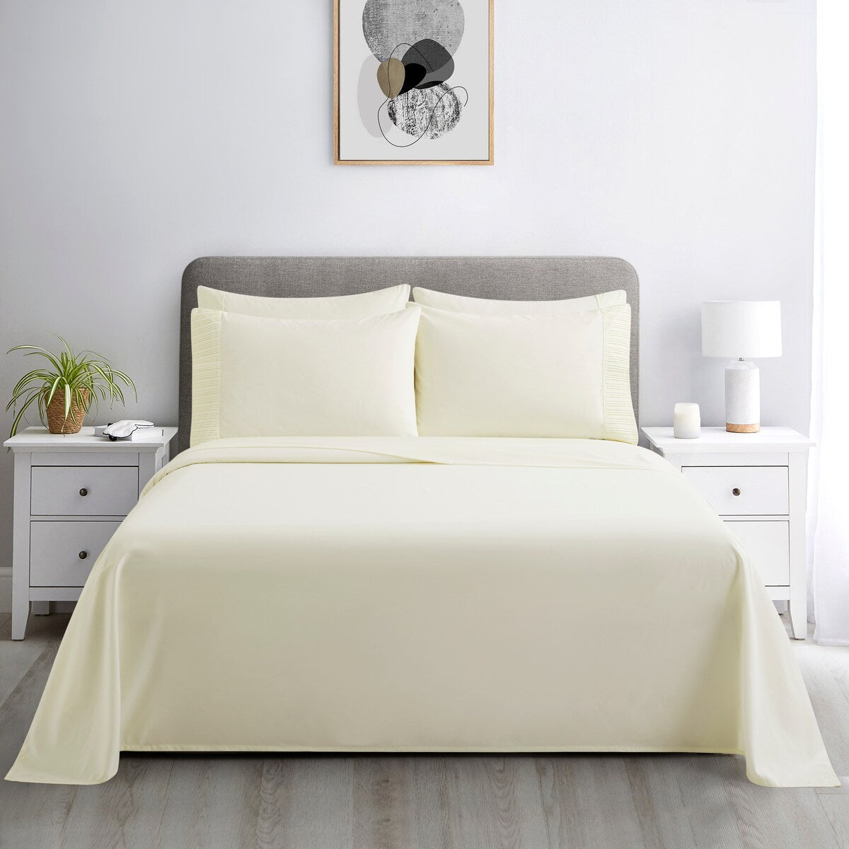 Marina Decoration Ultra Soft Silky Deep Pocket Solid Rayon from Bamboo All Season Bedding Pleated Sheet Set