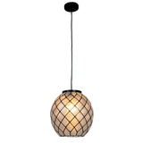 Marina Natural Capiz and Metal Orb Pendant Ceiling Light - 12.0"L x 12.0"W x 12.4"H