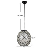 Marina Natural Capiz and Metal Orb Pendant Ceiling Light - 12.0"L x 12.0"W x 12.4"H