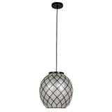 Marina Natural Capiz and Metal Orb Pendant Ceiling Light - 12.0"L x 12.0"W x 12.4"H