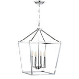 Marion 16" 4-Bulb Lantern Metal LED Pendant, Chrome by JONATHAN Y