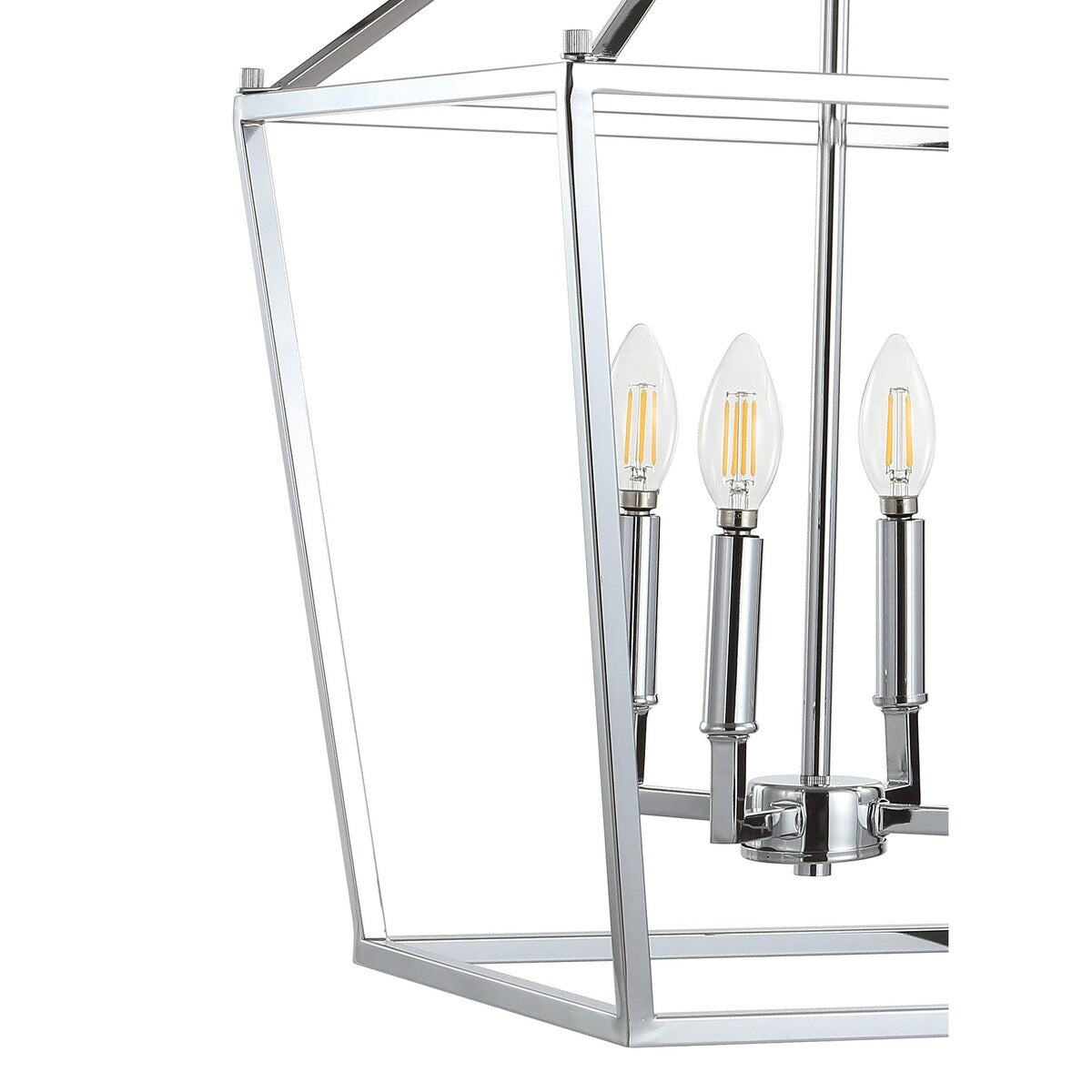 Marion 16" 4-Bulb Lantern Metal LED Pendant, Chrome by JONATHAN Y