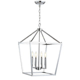 Marion 16" 4-Bulb Lantern Metal LED Pendant, Chrome by JONATHAN Y