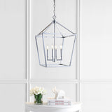 Marion 16" 4-Bulb Lantern Metal LED Pendant, Chrome by JONATHAN Y