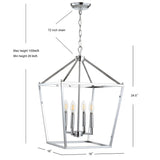 Marion 16" 4-Bulb Lantern Metal LED Pendant, Chrome by JONATHAN Y