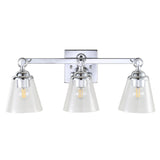 Marion 21" 3-light Hurricane Metal/Glass Vanity Light, Chrome by JONATHAN Y