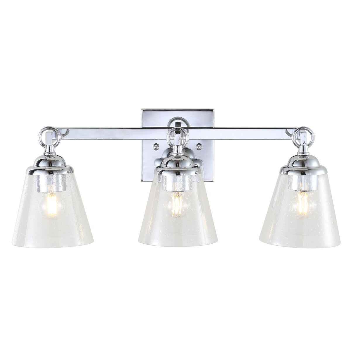 Marion 21" 3-light Hurricane Metal/Glass Vanity Light, Chrome by JONATHAN Y