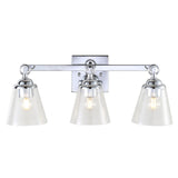 Marion 21" 3-light Hurricane Metal/Glass Vanity Light, Chrome by JONATHAN Y