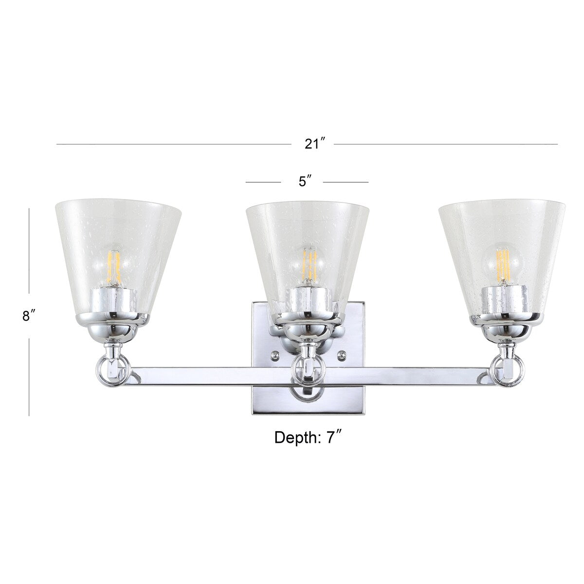 Marion 21" 3-light Hurricane Metal/Glass Vanity Light, Chrome by JONATHAN Y