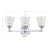 Marion 21" 3-light Hurricane Metal/Glass Vanity Light, Chrome by JONATHAN Y
