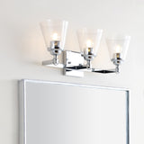 Marion 21" 3-light Hurricane Metal/Glass Vanity Light, Chrome by JONATHAN Y