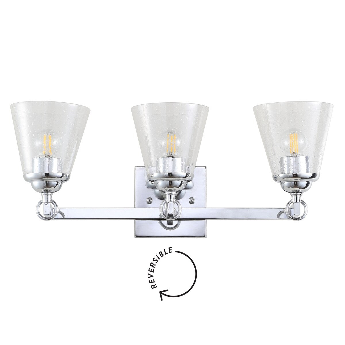 Marion 21" 3-light Hurricane Metal/Glass Vanity Light, Chrome by JONATHAN Y